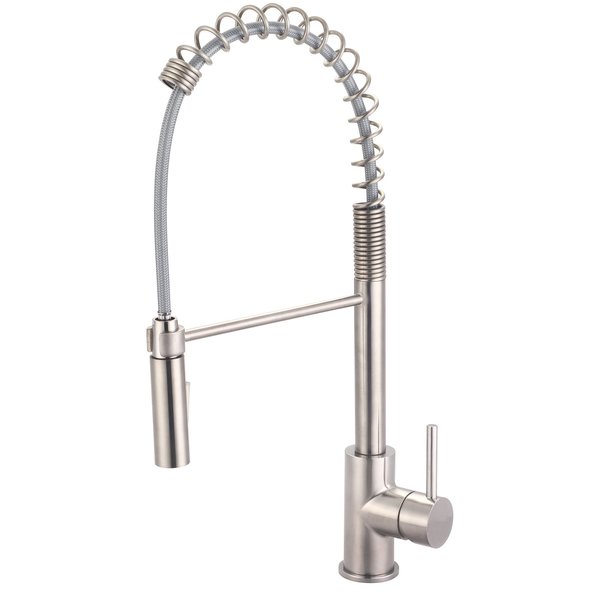 Olympia Single Handle Pre-Rinse Spring Pull-Down Kitchen Faucet in PVD Brushed Nickel K-5090-BN